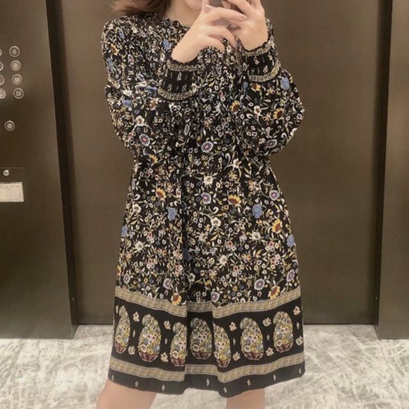 ZARA PRINTED MINI DRESS - Picture 1 of 9